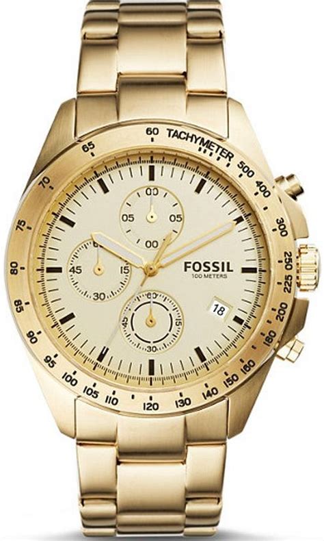 Mens Fossil Sport 54 Chronograph Gold Tone Steel Watch Ch3037