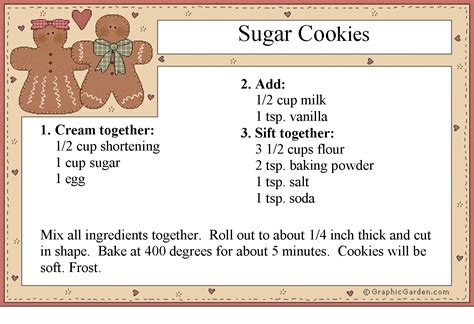 Printable Sugar Cookie Recipe