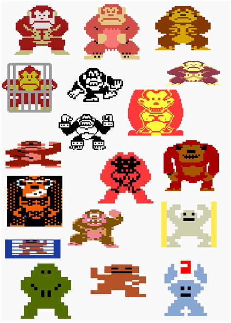 Some Of The Sprites Donkey Kong Had In The Numerous Remakes Of The