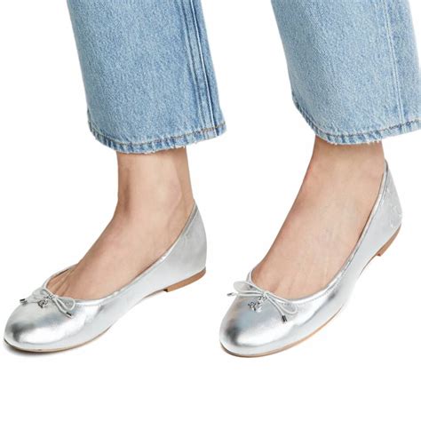 Soft Silver Leather Felicia Ballet Flats Brandalley