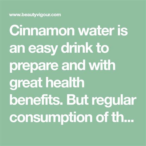 Cinnamon Water Is An Easy Drink To Prepare And With Great Health