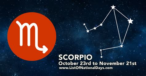 Scorpio Horoscope List Of National Days