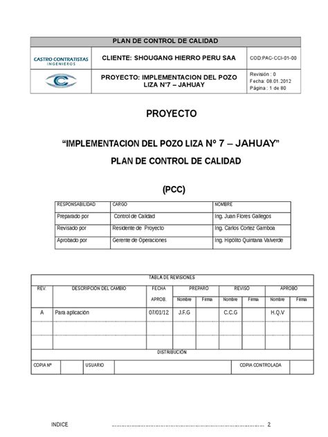 Plan De Control De Calidad Shp Pdf Calidad Comercial Gestión De