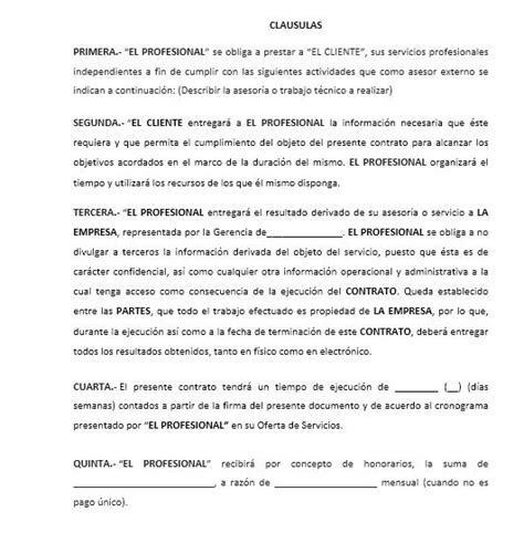 Redacción De Un Contrato Simple De Servicios Formato De Ejemplo