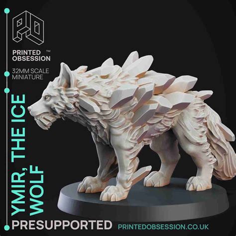 Ice Wolf Monstrous Creature Presupported 32mm Scale 3d Models