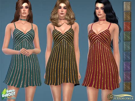 Sims 4 — Retro Reboot 70s Sequin Embellished Disco Dress By Harmonia
