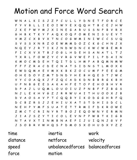 Motion And Force Word Search Wordmint