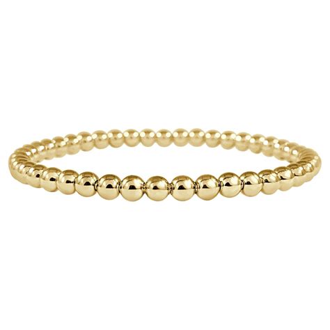 Estate Diamond 18k Yellow Gold Bead Stretch Bracelet For Sale At 1stdibs