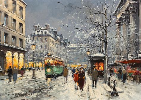 Antoine Blanchard Parisian Winter Street Scene For Sale At 1stdibs