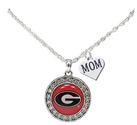 Holly Road Georgia Bulldogs Silver Crystal Necklace With Mom Charm