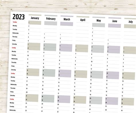 Horizontal Year Wall Planner 2021 2022 2023 2024 And 2025 Etsy