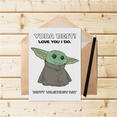 Yoda Best Printable Valentines Day Star Wars Card With Etsy