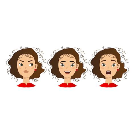 Premium Vector Woman With Different Facial Expressions Set