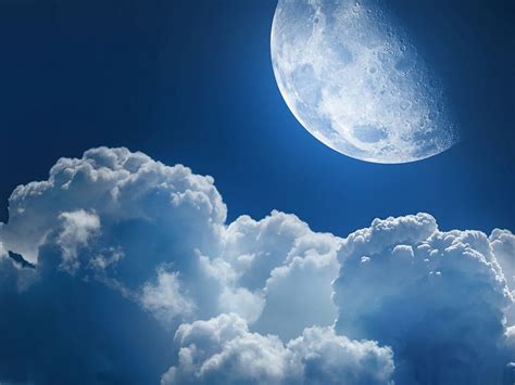 Clouds And Moon Skies Moon Daylight Cloud Awesome Blue Hd