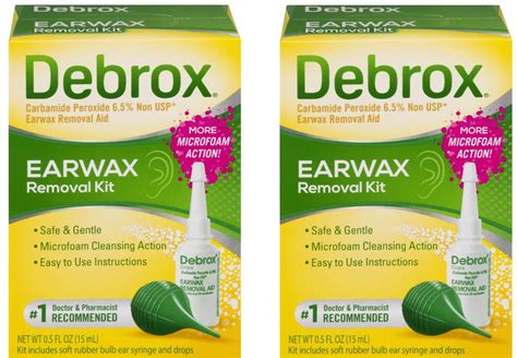 Debrox Earwax Removal Aid Kit Washer And Drops 05 Ounce Bottles Pack