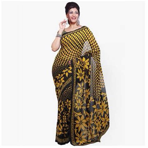 Indian Saree Custom Made Black Georgette India Sari Dress Girls Women