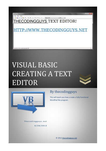 Visual Basic Creating A Text Editor Thecodingguys