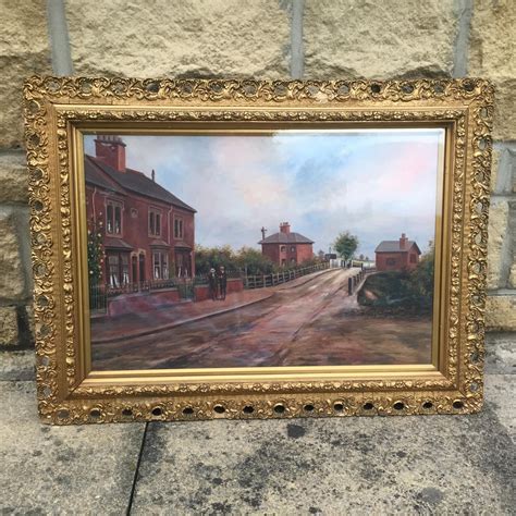 19th Century School Village Street Scene Oil Painting Paintings