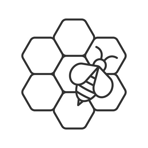 Beekeeping Linear Icon Honey Bee On Honeycomb Thin Line Illustration Apiary Contour Symbol