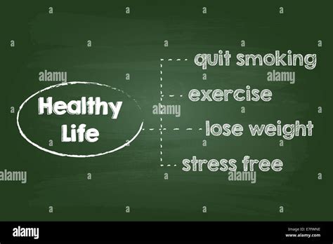 Healthy Lifestyle Chart Sketch On Blackboard Stock Photo Alamy