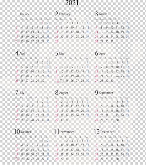 Calendario Anual 2021 Plantilla De Calendario Anual 2021 Imprimible