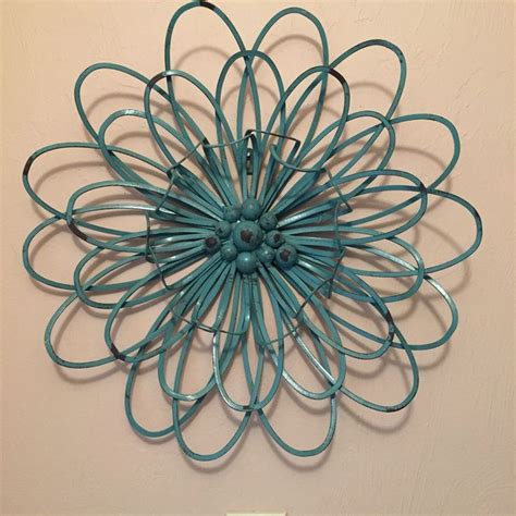 3d Turquoise Flower E2 80 94 Crafthubs Wrought Metal Wall Art Decor