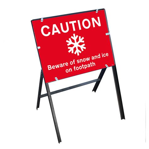 Caution Beware Of Snow And Ice On Footpath Winter Safety Signs