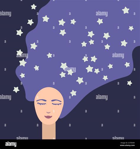 Dreaming Girl At Night Illustration Stock Vector Image And Art Alamy