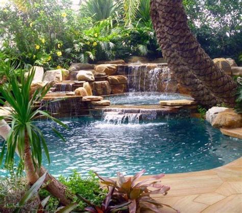 Top 60 Best Pool Waterfall Ideas Cascading Water Features Backyard Pool Landscaping Pool