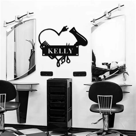 Personalized Metal Hair Salon Sign Custom Name Hairdresser Signs Wall