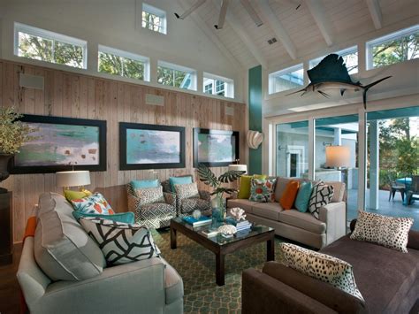 Coastal Living Room With Neutral Sofas And Brown Chaise Telescoping