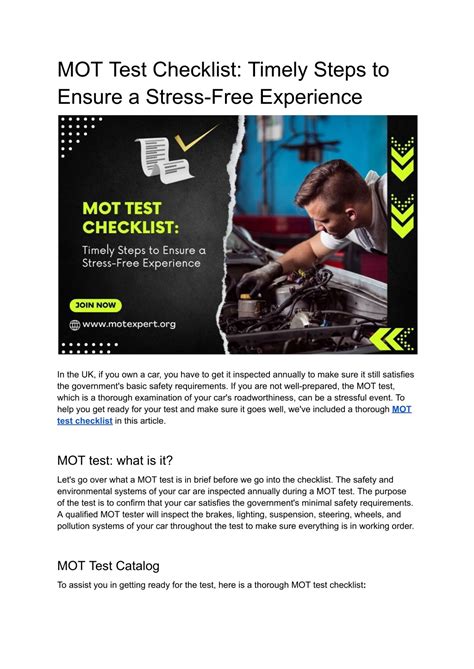 Ppt Mot Test Checklist Timely Steps To Ensure A Stress Free