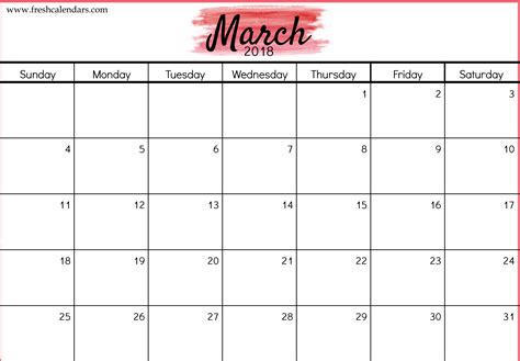 26 Fresh March Calendar Free Design