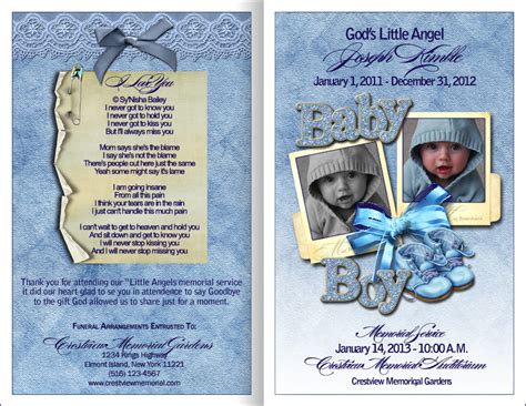 Baby Funeral Programs For Infant And Toddler Baby Death Available Now