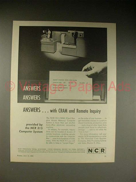 1963 Ncr 315 Cram Computer Ad Answers Ad028
