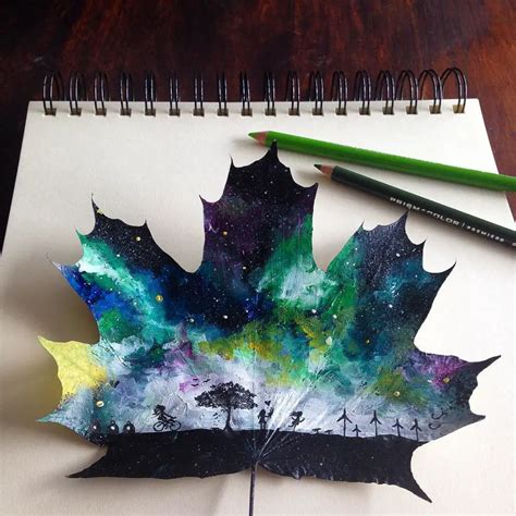 Artist Creates Incredible Paintings Using Fallen Autumn Leaves As Canvases