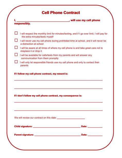 Printable Cell Phone Contract Template Printable Templates Free