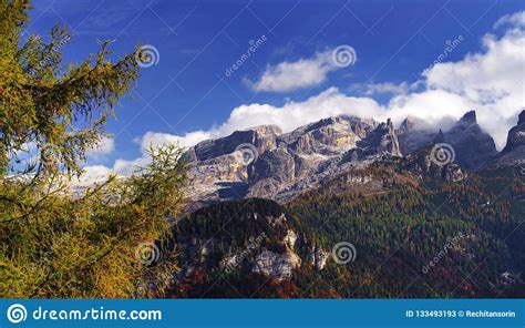Autumn Landscape Of Brenta Dolomites In Sunset Light Stock Image