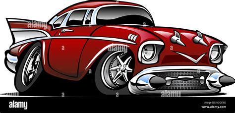 Classic Muscle Car Hot Rod Cartoon Illustration Stock Vector Image
