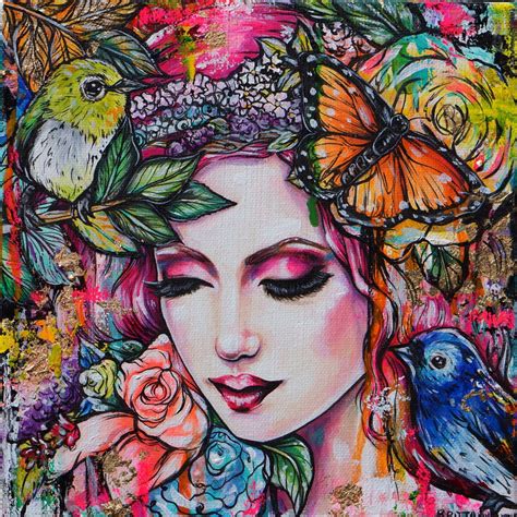 Bohemian Dreaming 11x11 Giclee Fine Art Print Colorful Happy Etsy