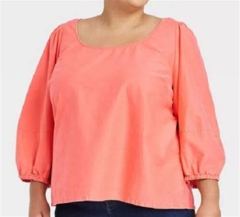 New Ava And Viv Coral Balloon 34 Sleeve Top Womens 2x 2022 Soft