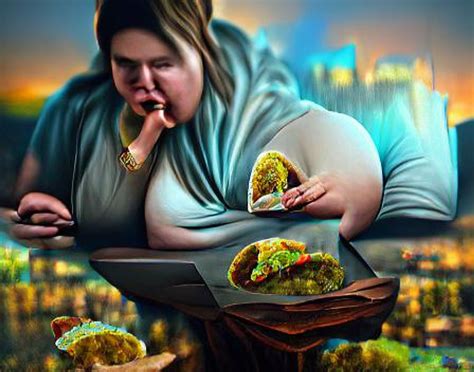 Disgusting Fat Lady Eating Tacos Sloppy Ai Generated Artwork Nightcafe Creator