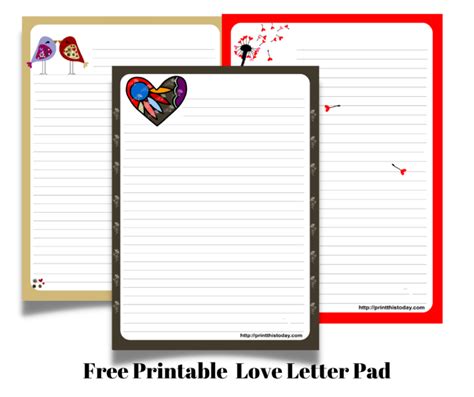 Free Printable Love Letter Pad Stationery