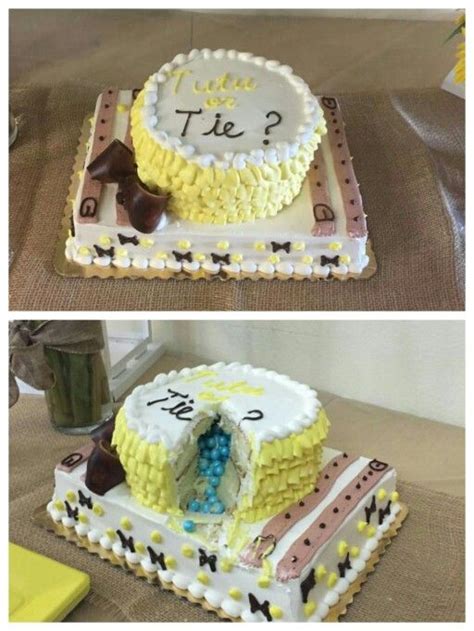 tutu or tie gender reveal cake created by publix bakery publix bakery gender reveal cake cake