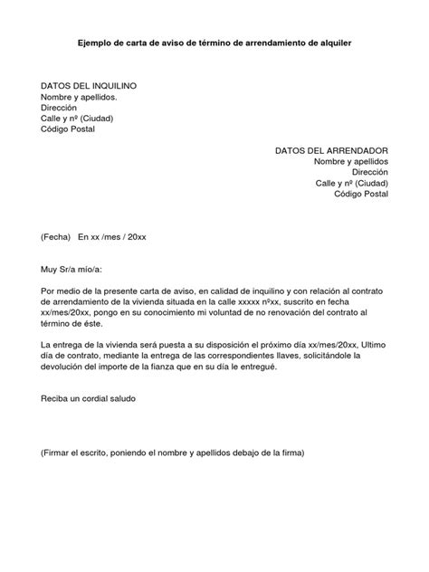 Carta De Aviso De Terminacion De Contrato Mide