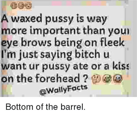 A Waxed Pussy Is Way More Important Than Youn Eye Brows Being On Fleek