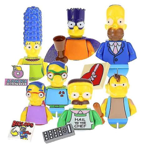 8st Simpsons Byggstenar Homer Jay Marge Nelson Anime Tecknad Film Mini Action Leksak Klossar