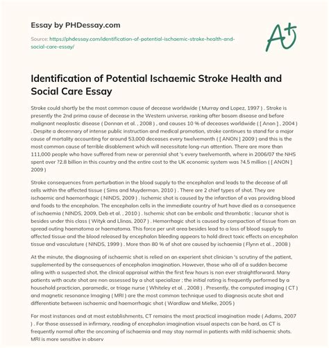 Identification Of Potential Ischaemic Stroke Health And Social Care