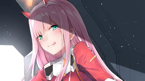 Darling In The Franxx Green Eyes And Pink Hair Zero Two With Red Dress 4k Hd Anime Wallpapers