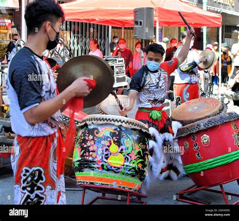 Lion Dance Musicians With Traditional Chinese Instruments At The 2021